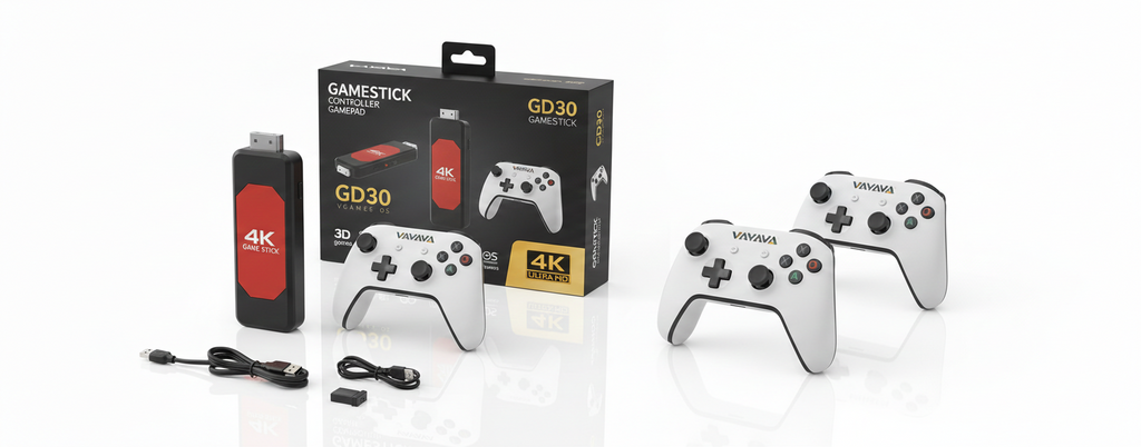 GD30 4K Ultra HD Wireless Game Stick - 3D Games & Double Controllers