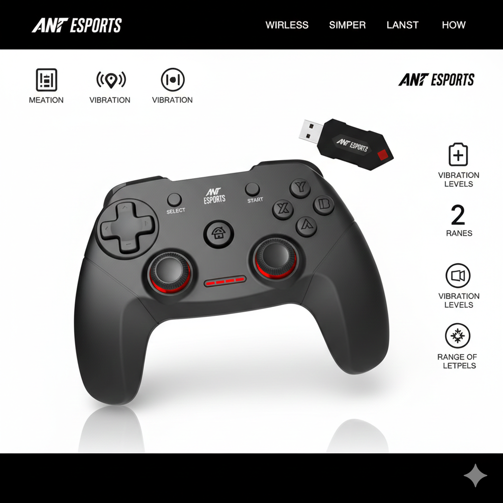 Ant Esports GP300 Pro V2 Wireless Gamepad - High-Performance Controller for PC & PS3